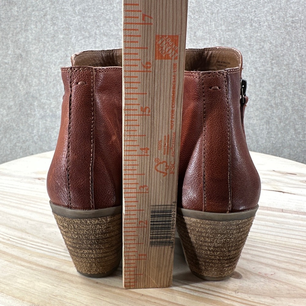 Frye Judith Ankle Boots Womens 10 Cognac Brown Leather Pointed Toe Block Heel - Picture 7 of 10
